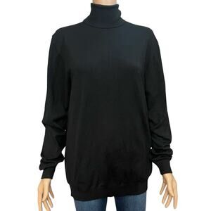 Zara Turtleneck Tunic Sweater XL Black Minimalist Classic Long Sleeve Basic